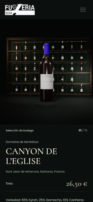 Vista móvil real de Nova Fusteria, adaptada a una pantalla de teléfono.